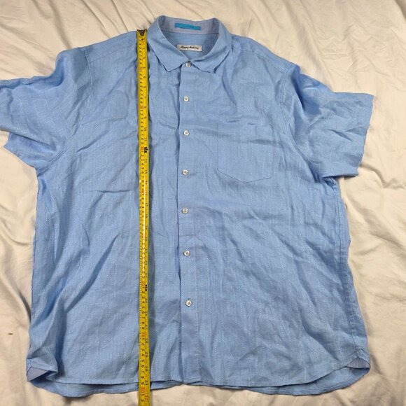 Tommy Bahama Mens 2XL Blue Button Up Short Sleeve Shirt Lightweight Casual Camp - Picture 7 of 8